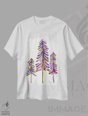 تیشرت سفید طرح دار Vintage,درختان کاج، سبک قدیمی، تزئینی اثر کت کوکیلت | immage.ir