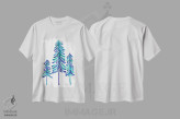 تیشرت سفید طرح دار Blue,درختان کاج، آبی، تزئینی اثر کت کوکیلت | فروشگاه ایماژ