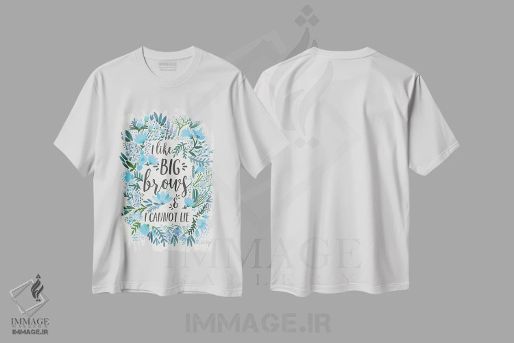 تیشرت سفید طرح دار ابروهای پرپشت II، تایپوگرافی اثر کت کوکیلت | immage.ir