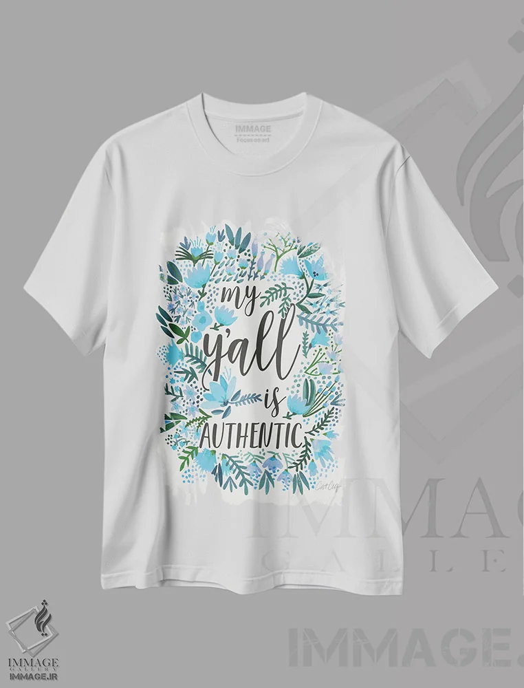 تیشرت سفید طرح دار عبارت جنوبی من واقعاً اصیل است III، تایپوگرافی اثر کت کوکیلت | immage.ir