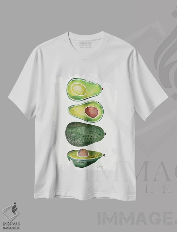تیشرت سفید طرح دار آووکادوها، تزئینی اثر کت کوکیلت | immage.ir