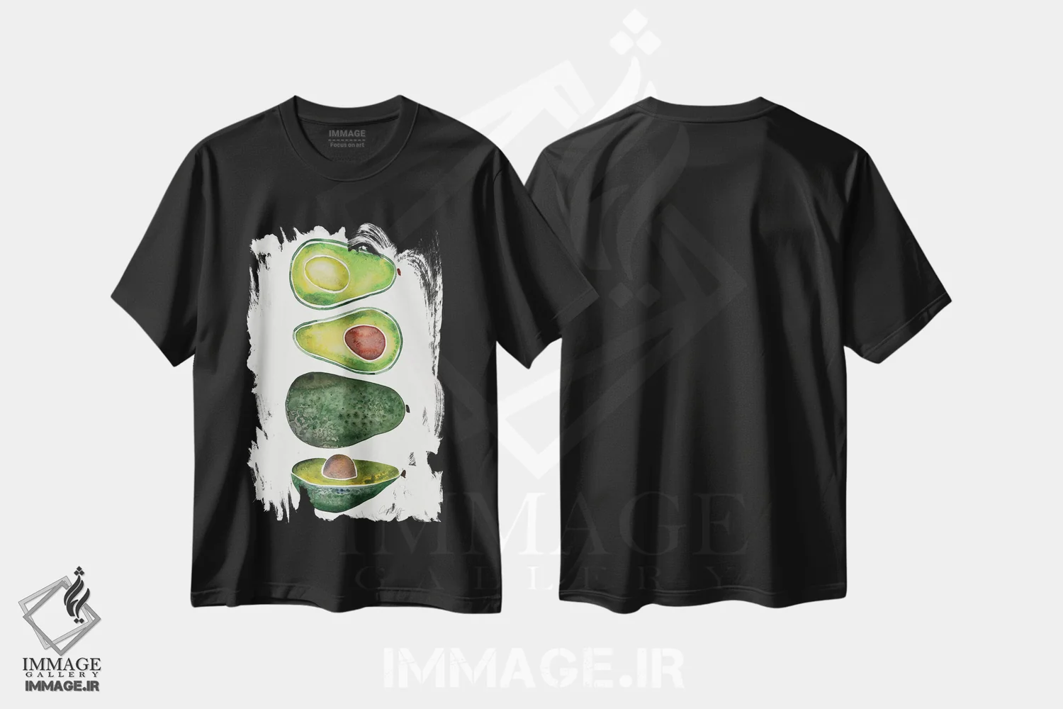 تیشرت مشکی طرح دار آووکادوها، تزئینی اثر کت کوکیلت | فروشگاه ایماژ