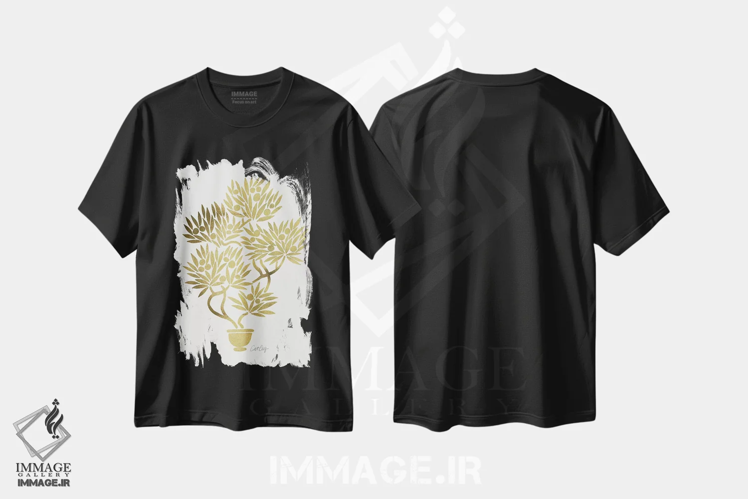 تیشرت مشکی طرح دار میوه بونسای طلایی، تزئینی اثر کت کوکیلت | immage.ir