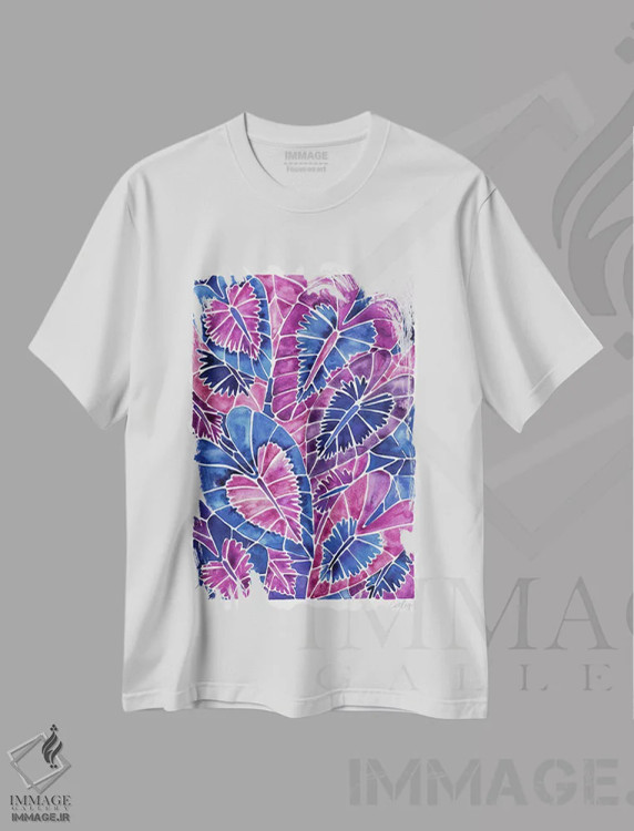 تیشرت سفید طرح دار شیزماتوجلوتیس کالیپتراتای نیلی، دکور بوهمی اثر کت کوکیلت | immage.ir