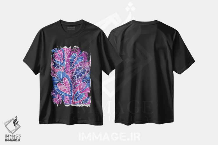 تیشرت مشکی طرح دار شیزماتوجلوتیس کالیپتراتای نیلی، دکور بوهمی اثر کت کوکیلت | فروشگاه ایماژ