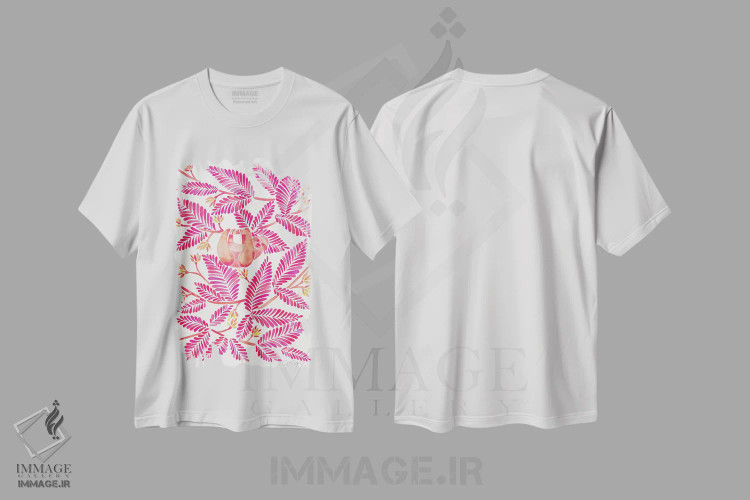 تیشرت سفید طرح دار تنبل صورتی، دکور بوهمی اثر کت کوکیلت | immage.ir
