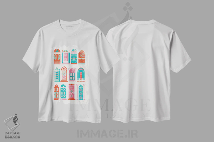 تیشرت سفید طرح دار درهای هندوانه ای، تزئینی اثر کت کوکیلت | فروشگاه ایماژ