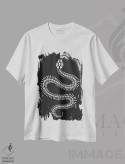 تیشرت سفید طرح دار استخوان بندی مار سفید، تزئینی اثر کت کوکیلت | immage.ir