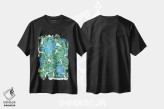 تیشرت مشکی طرح دار آبی سبز، تزئینی اثر کت کوکیلت | فروشگاه ایماژ