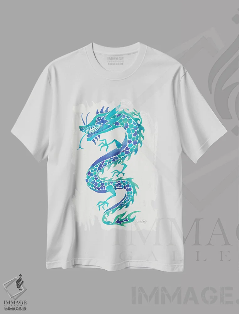 تیشرت سفید طرح دار آبی ها، دکور آسیایی اثر کت کوکیلت | immage.ir
