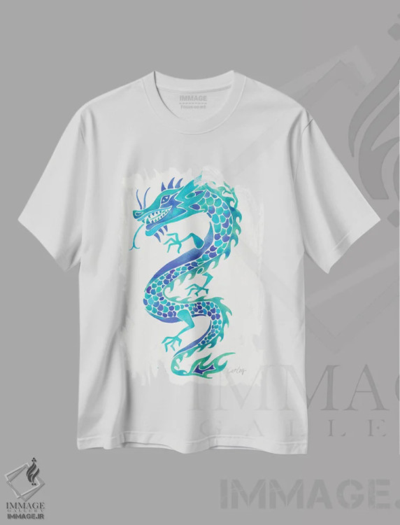 تیشرت سفید طرح دار آبی ها، دکور آسیایی اثر کت کوکیلت | immage.ir