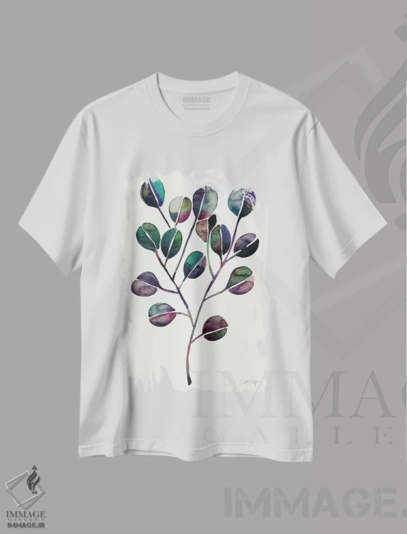 تیشرت سفید طرح دار خنک عمیق، تزئینی اثر کت کوکیلت | فروشگاه ایماژ