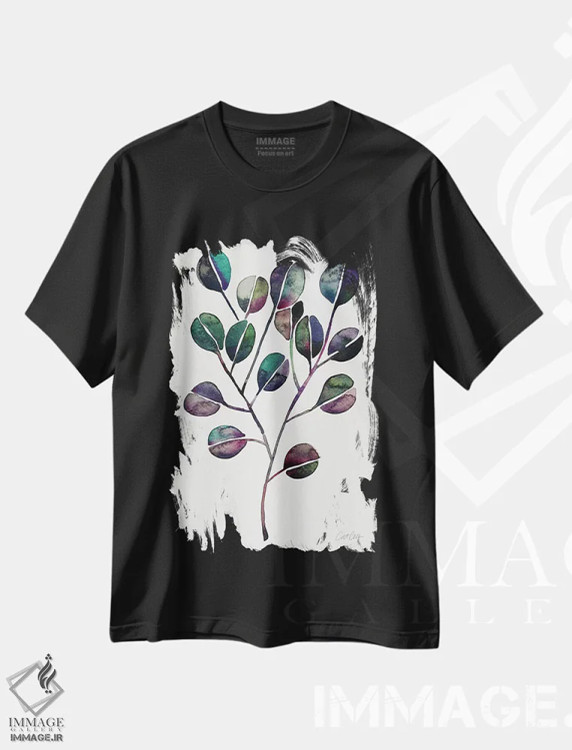 تیشرت مشکی طرح دار خنک عمیق، تزئینی اثر کت کوکیلت | immage.ir