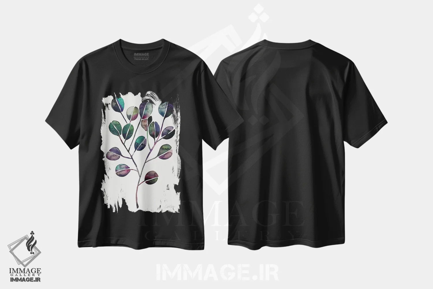 تیشرت مشکی طرح دار خنک عمیق، تزئینی اثر کت کوکیلت | immage.ir