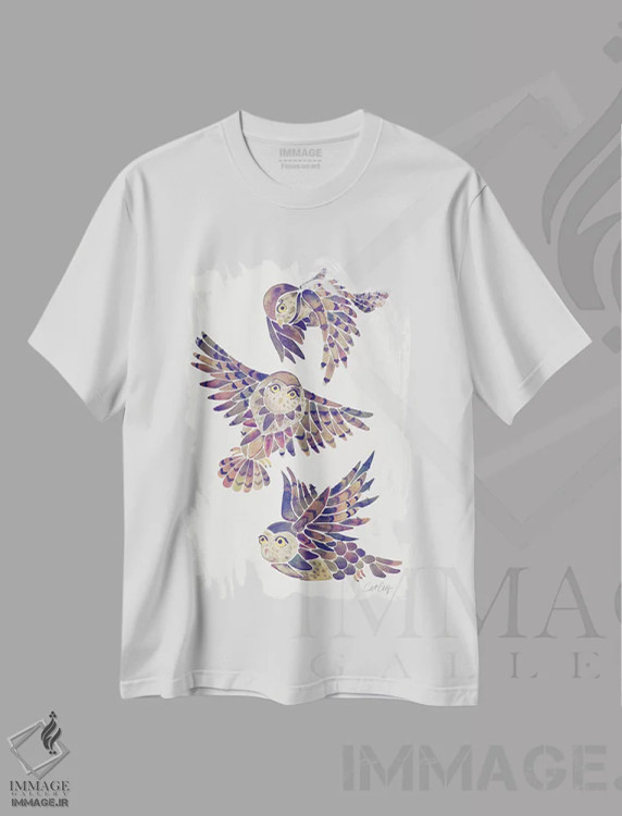 تیشرت سفید طرح دار یاسی، تزئینی اثر کت کوکیلت | فروشگاه ایماژ