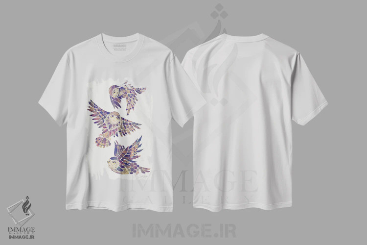 تیشرت سفید طرح دار یاسی، تزئینی اثر کت کوکیلت | فروشگاه ایماژ