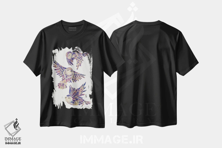 تیشرت مشکی طرح دار یاسی، تزئینی اثر کت کوکیلت | immage.ir