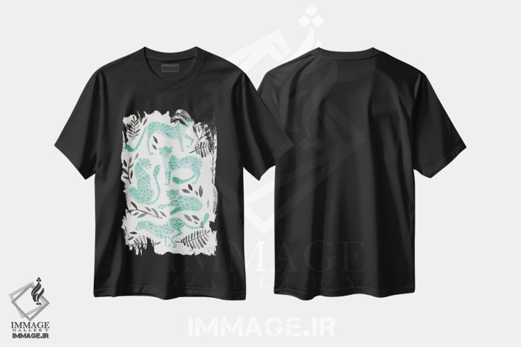 تیشرت مشکی طرح دار مشکی نعناعی، تزئینی اثر کت کوکیلت | immage.ir