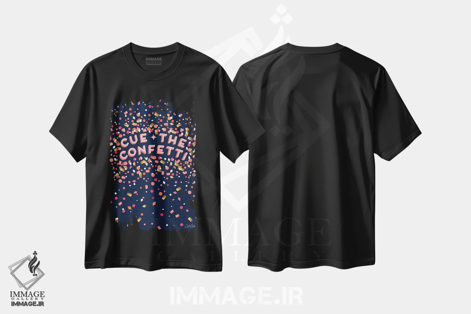 تیشرت مشکی طرح دار سرمه ای، تزئینی اثر کت کوکیلت | immage.ir