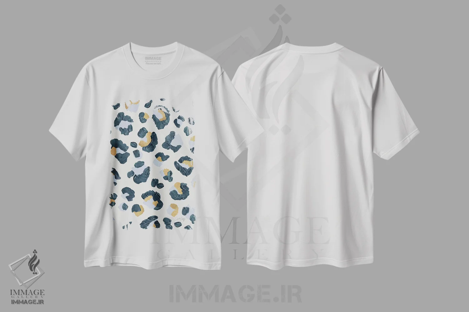 تیشرت سفید طرح دار پلنگ برفی، تزئینی اثر کت کوکیلت | immage.ir