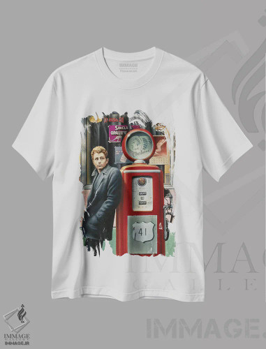 تیشرت سفید طرح دار جیمز دین، هنر دیجیتال اثر کریس کنسانی | فروشگاه ایماژ