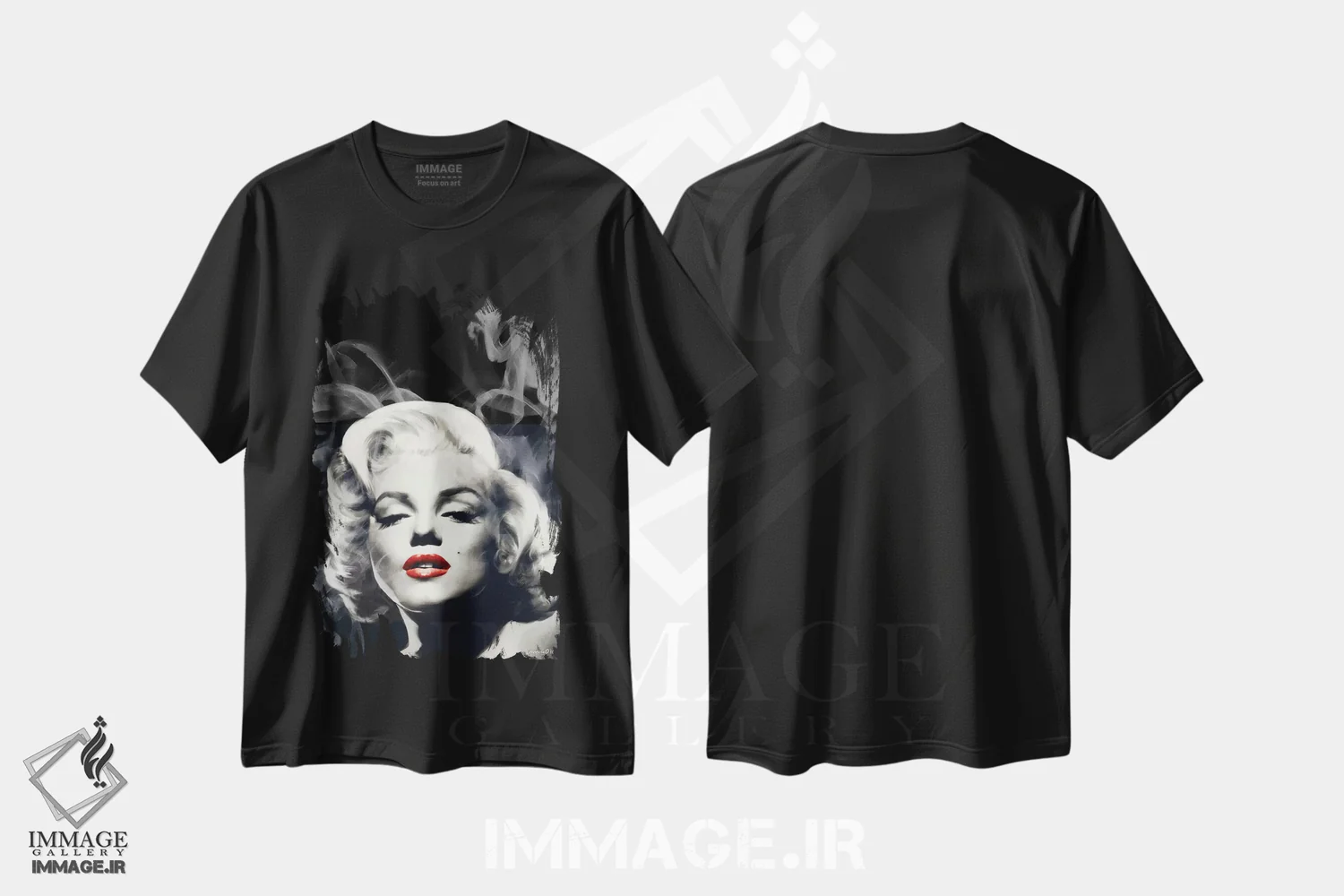 تیشرت مشکی طرح دار مرلین لب سرخ در مه/دود، هنر دیجیتال اثر کریس کنسانی | immage.ir