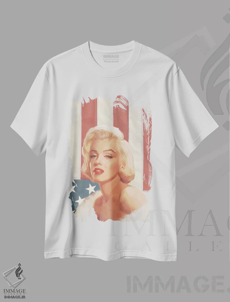 تیشرت سفید طرح دار مرلین واقعیِ آبی در پرچم، هنر دیجیتال اثر کریس کنسانی | immage.ir