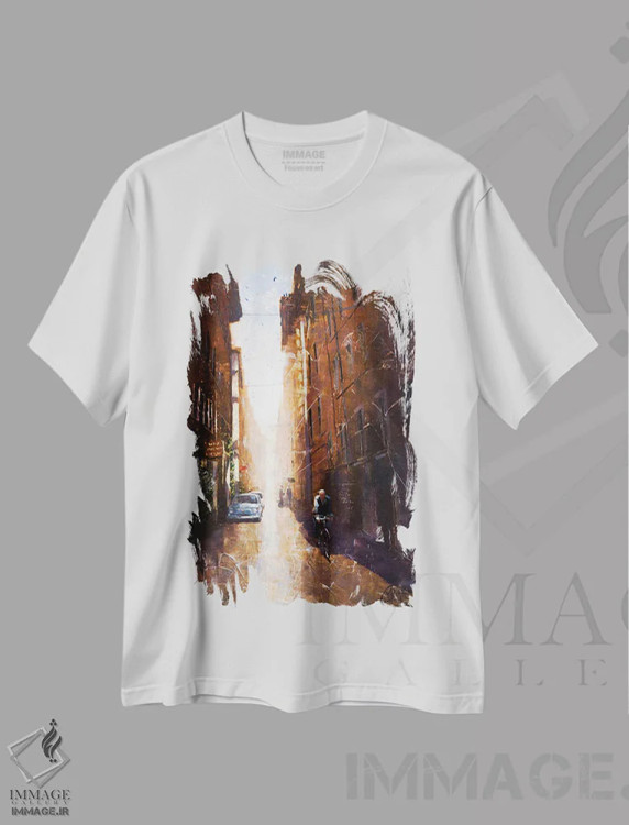 تیشرت سفید طرح دار کوچه ای در رم، هنر فاخر معاصر اثر کریستوفر کلارک | immage.ir