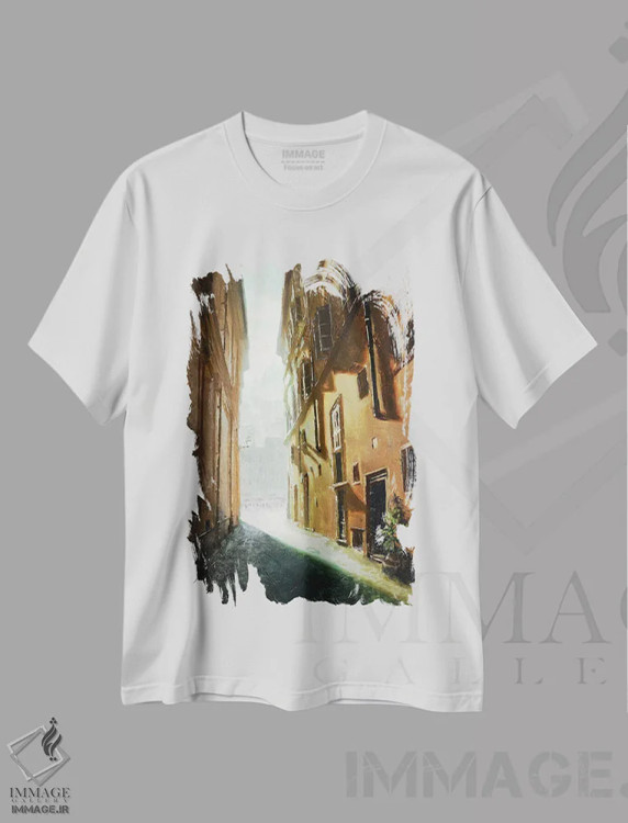 تیشرت سفید طرح دار کوچه رم، هنر فاخر معاصر اثر کریستوفر کلارک | فروشگاه ایماژ