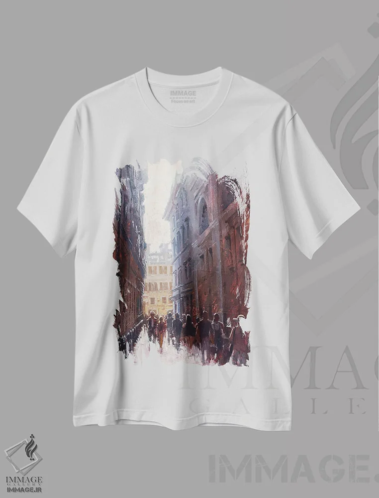 تیشرت سفید طرح دار کوچه رم II، هنر فاخر معاصر اثر کریستوفر کلارک | immage.ir