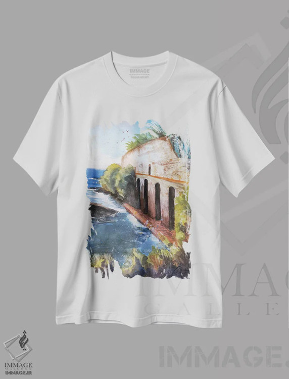 تیشرت سفید طرح دار Italy,جنوا، ایتالیا، هنر فاخر معاصر اثر کریستوفر کلارک | فروشگاه ایماژ