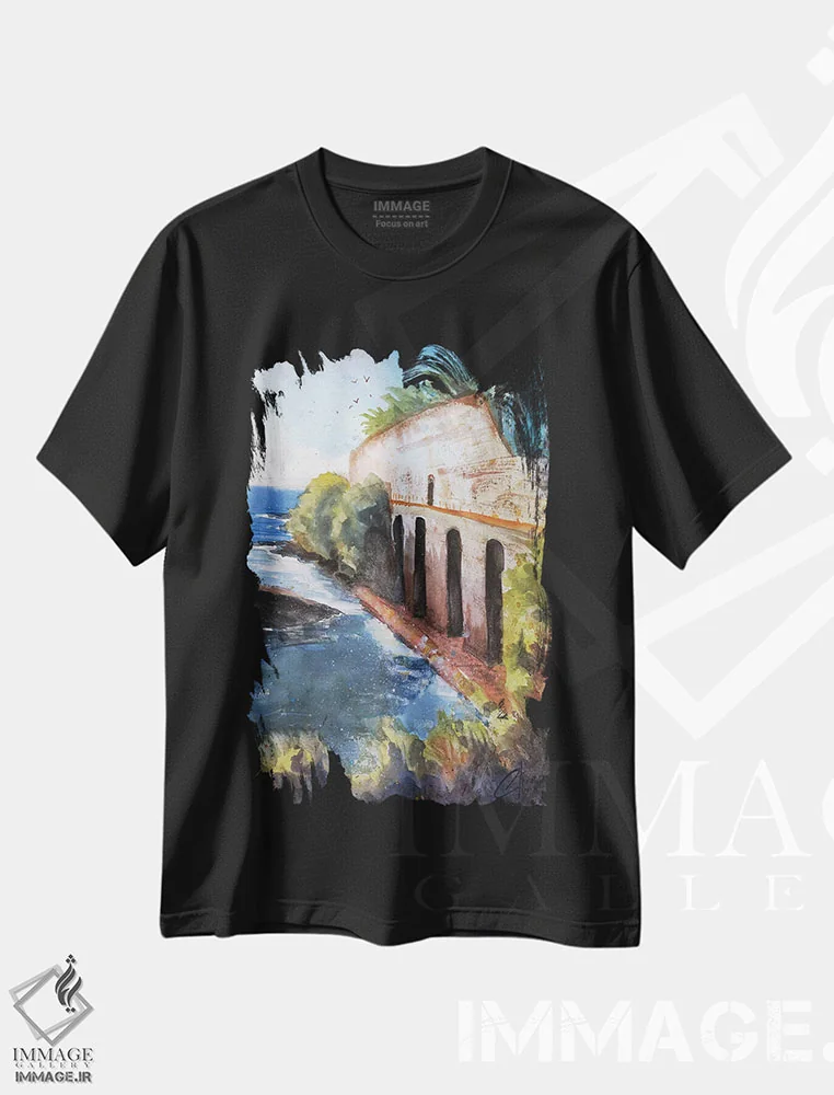 تیشرت مشکی طرح دار Italy,جنوا، ایتالیا، هنر فاخر معاصر اثر کریستوفر کلارک | immage.ir