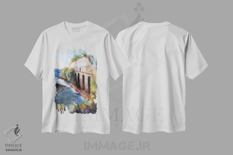 تیشرت سفید طرح دار Italy,جنوا، ایتالیا، هنر فاخر معاصر اثر کریستوفر کلارک | فروشگاه ایماژ