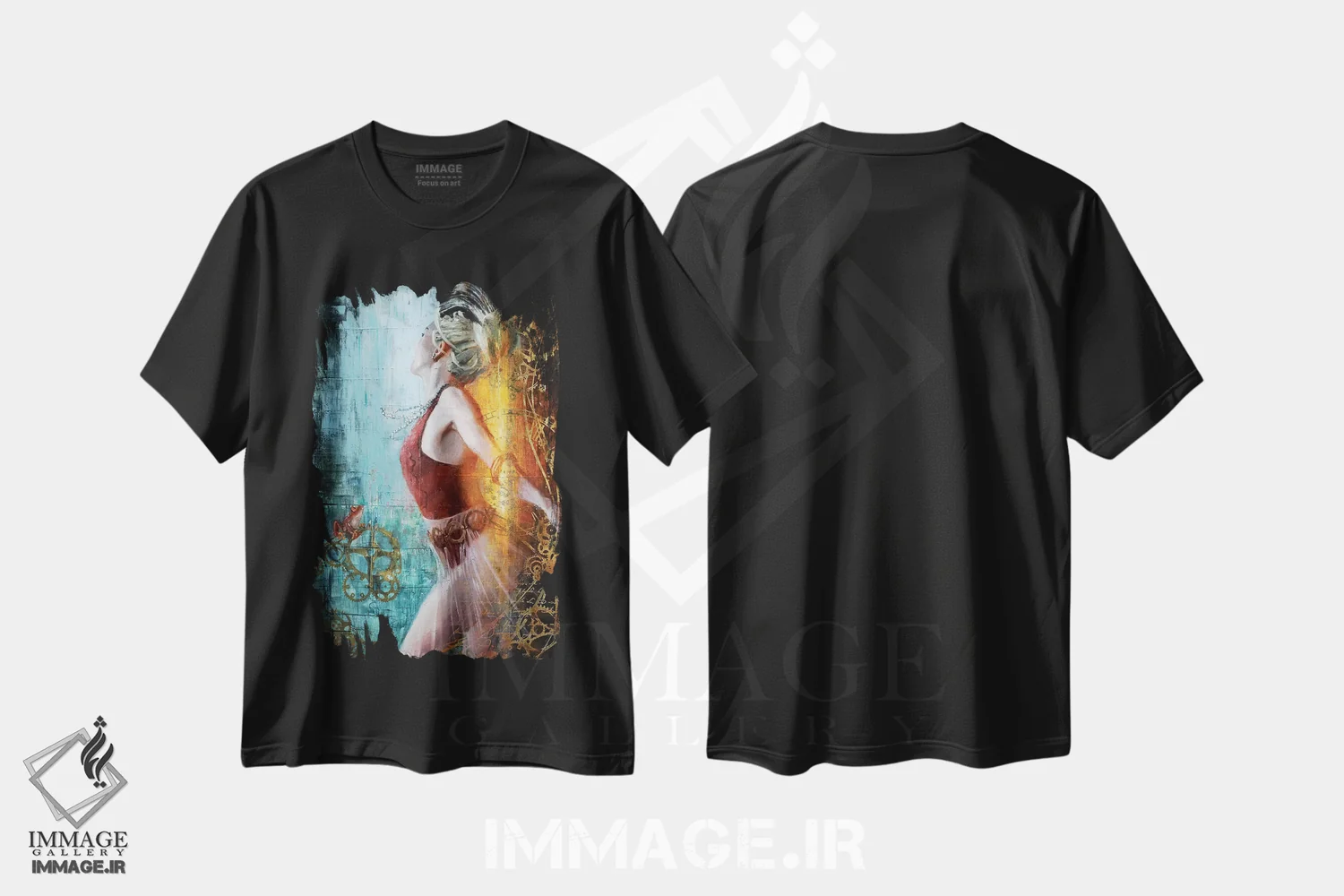 تیشرت مشکی طرح دار لبخند پنهان، هنر فاخر معاصر اثر کریستوفر کلارک | فروشگاه ایماژ