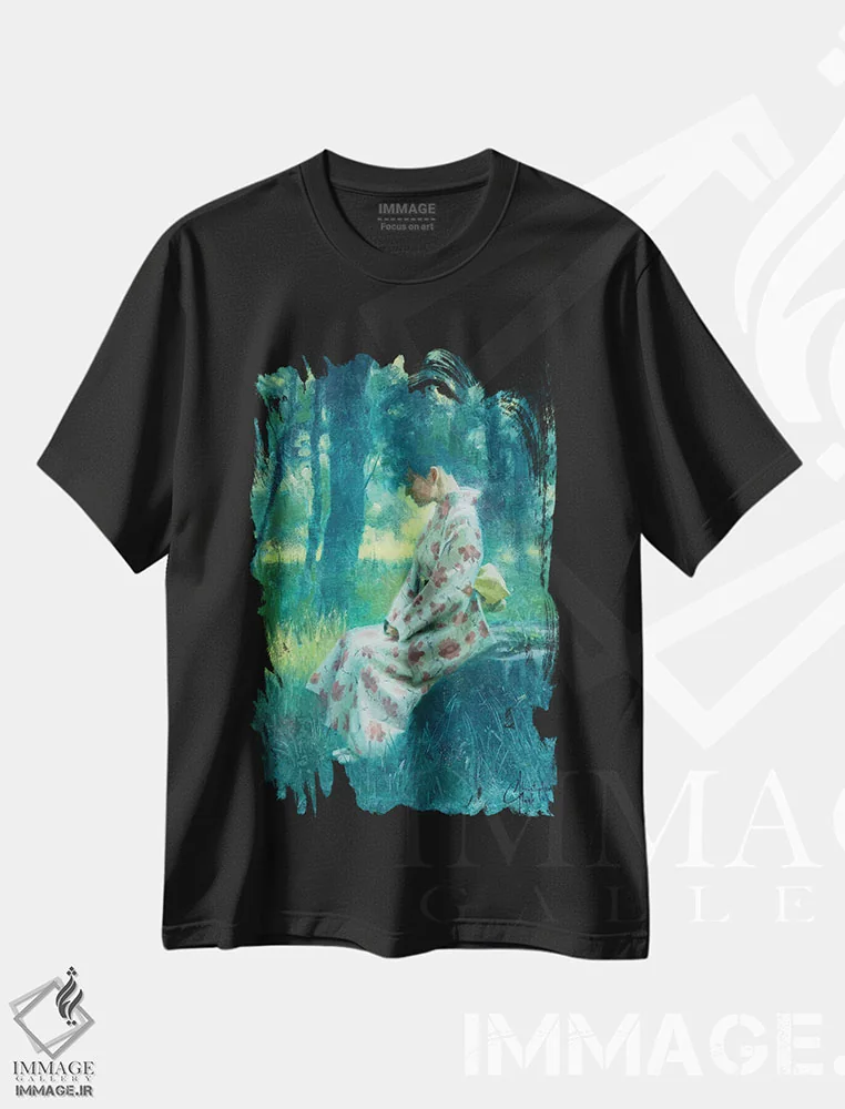تیشرت مشکی طرح دار آمیختگی، دکور آسیایی اثر کریستوفر کلارک | فروشگاه ایماژ