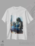 تیشرت سفید طرح دار آبی اشرافی، هنر فاخر معاصر اثر کریستوفر کلارک | فروشگاه ایماژ