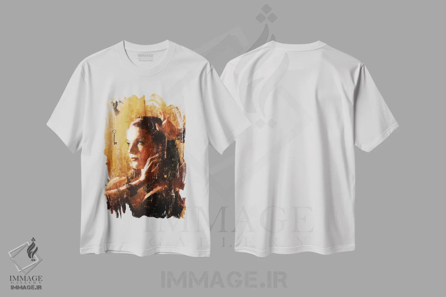 تیشرت سفید طرح دار خوش بختانه بی خبر، هنر فاخر معاصر اثر کریستوفر کلارک | immage.ir