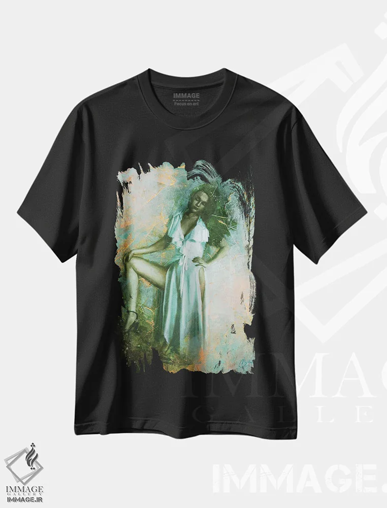 تیشرت مشکی طرح دار زیبایی جاودان، هنر فاخر معاصر اثر کریستوفر کلارک | immage.ir