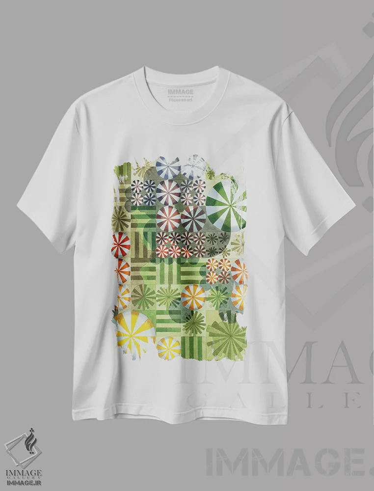 تیشرت سفید طرح دار سایه انداختن بر محصولات طبیعت مادر، تزئینی اثر کوری کلیفورد | immage.ir