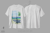 تیشرت سفید طرح دار کلبهٔ کوزومل، دکور ساحلی اثر کوری کلیفورد | فروشگاه ایماژ