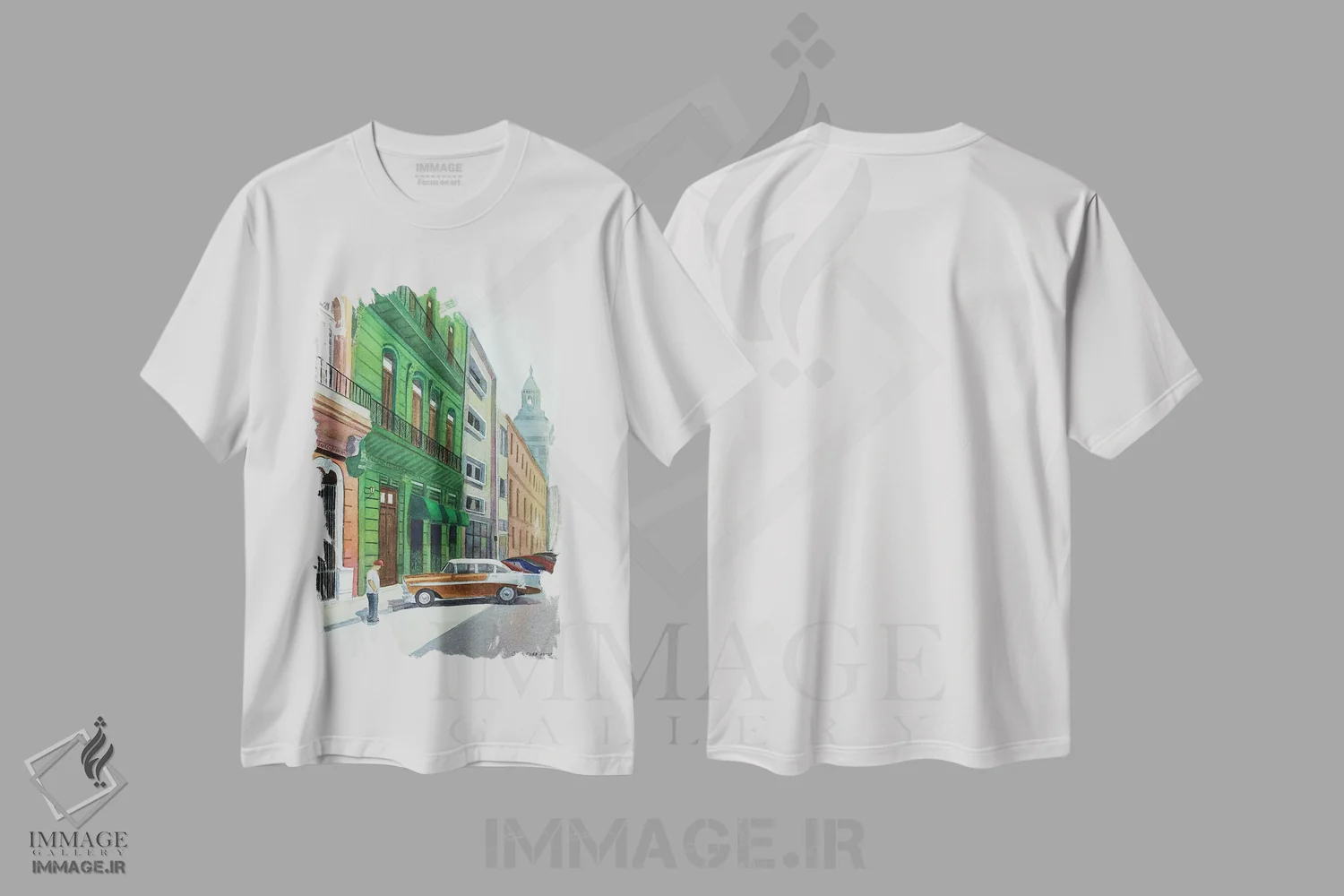 تیشرت سفید طرح دار بل ایر در هاوانا، تزئینی اثر کوری کلیفورد | فروشگاه ایماژ