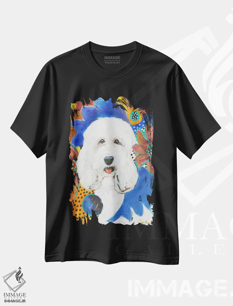 تیشرت مشکی طرح دار بیا بازی توپ انجام بدهیم، دکور معاصر اثر کانی کالم | فروشگاه ایماژ