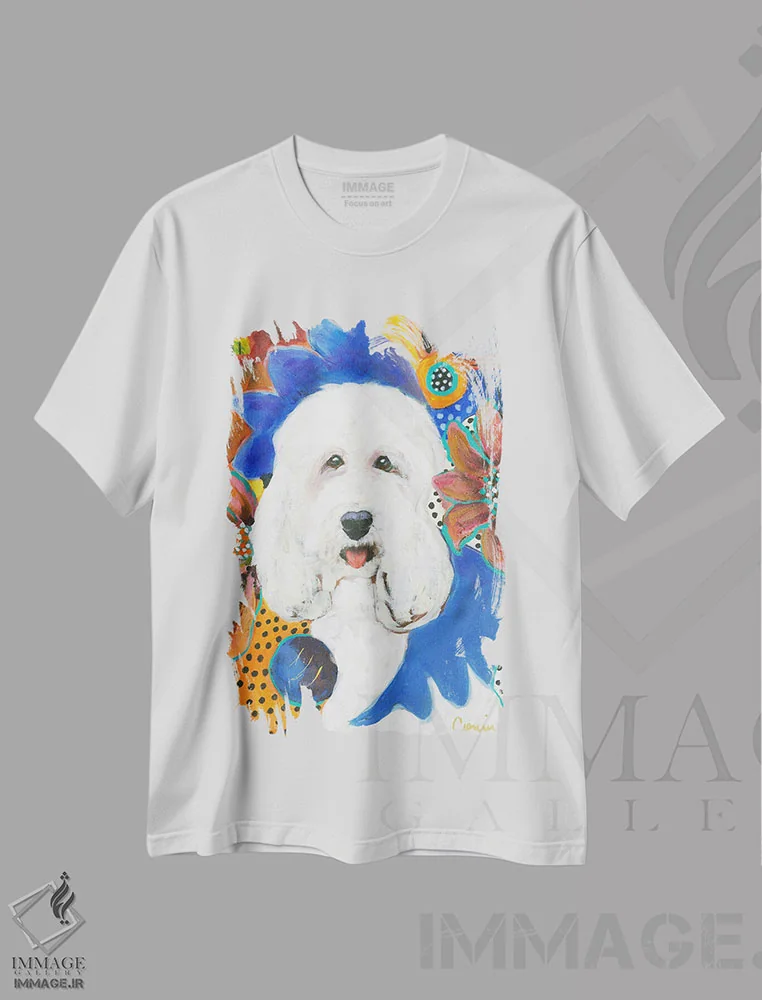 تیشرت سفید طرح دار بیا بازی توپ انجام بدهیم، دکور معاصر اثر کانی کالم | immage.ir