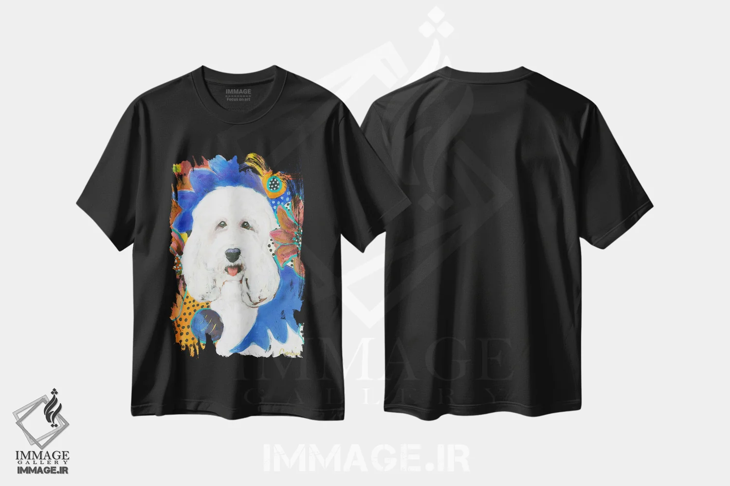 تیشرت مشکی طرح دار بیا بازی توپ انجام بدهیم، دکور معاصر اثر کانی کالم | فروشگاه ایماژ