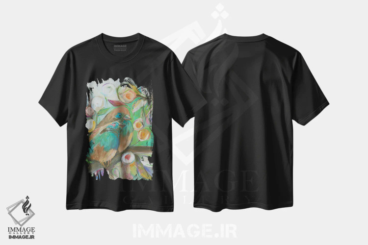 تیشرت مشکی طرح دار دو عشق، دکور معاصر اثر کانی کالم | immage.ir
