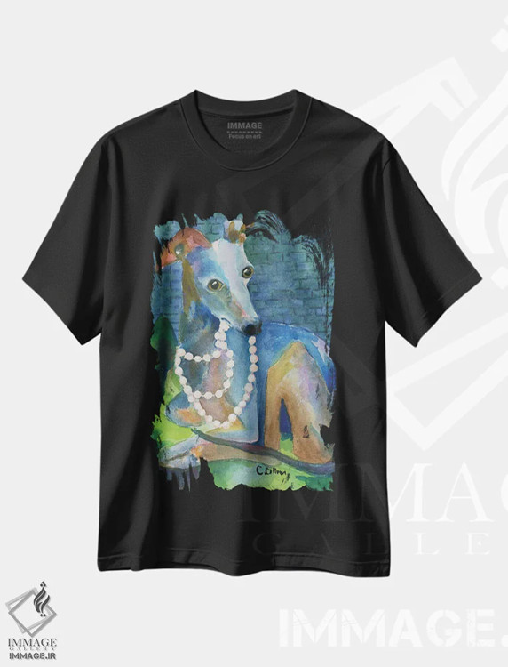 تیشرت مشکی طرح دار همیشه مروارید بپوش، دکور معاصر اثر کانی کالم | فروشگاه ایماژ