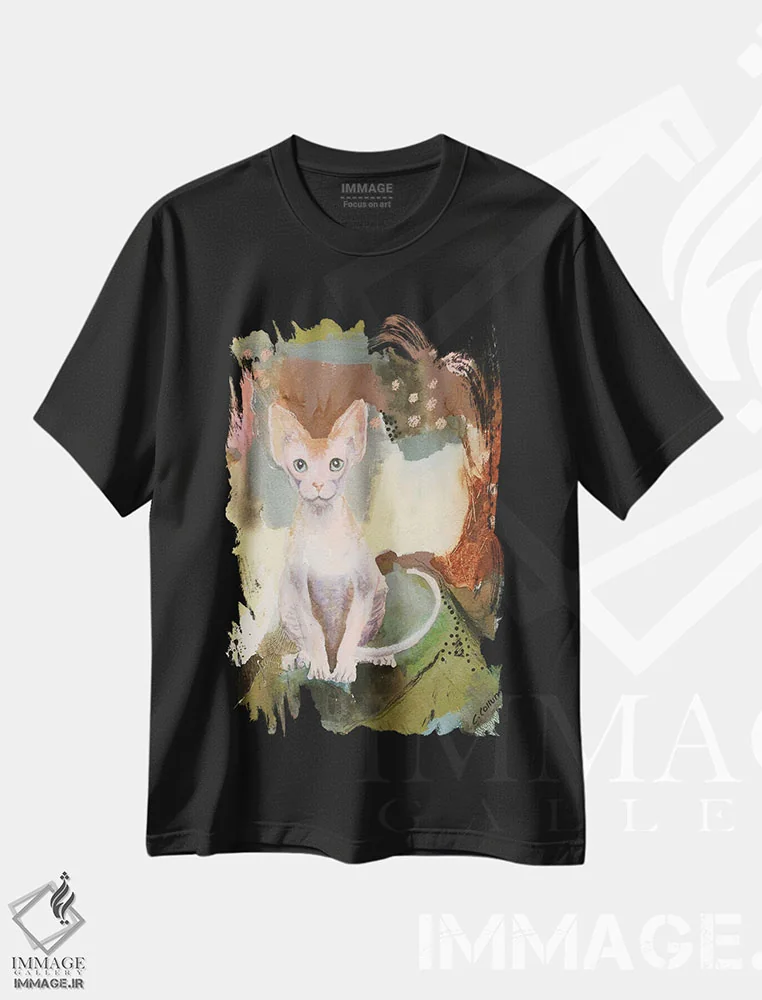 تیشرت مشکی طرح دار اسفینکس جنگلی، دکور معاصر اثر کانی کالم | immage.ir