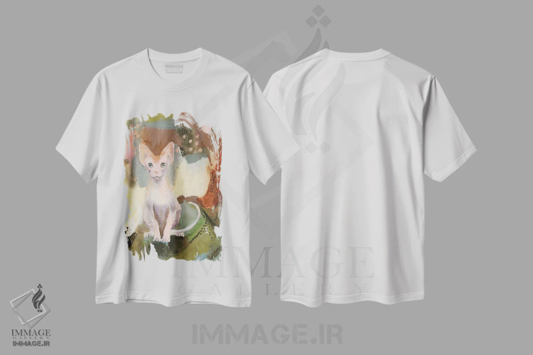 تیشرت سفید طرح دار اسفینکس جنگلی، دکور معاصر اثر کانی کالم | فروشگاه ایماژ