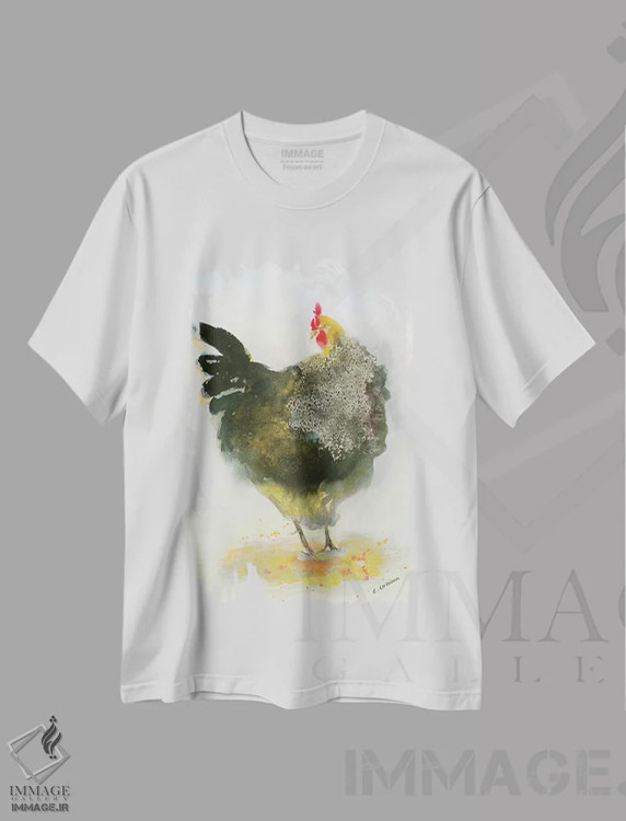 تیشرت سفید طرح دار مرغ شماره ۱، دکور معاصر اثر کانی کالم | immage.ir