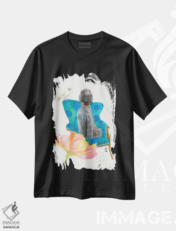 تیشرت مشکی طرح دار پودل معجون عشق، دکور معاصر اثر کانی کالم | immage.ir